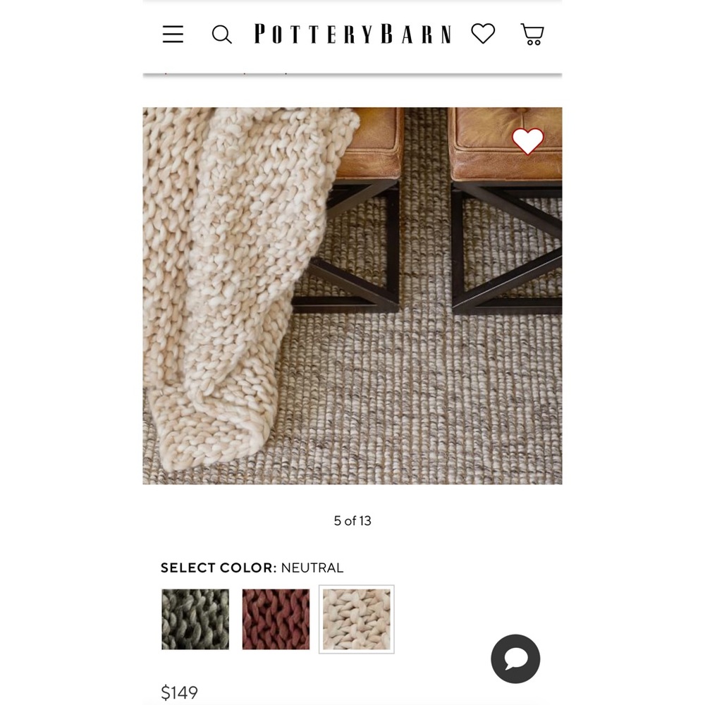 Pottery Barn Chunky Handknit Throw